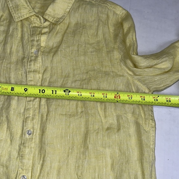J. McLaughlin Women’s Size XSmall Yellow Green Britt Button Down 100% Linen Top - Picture 6 of 10